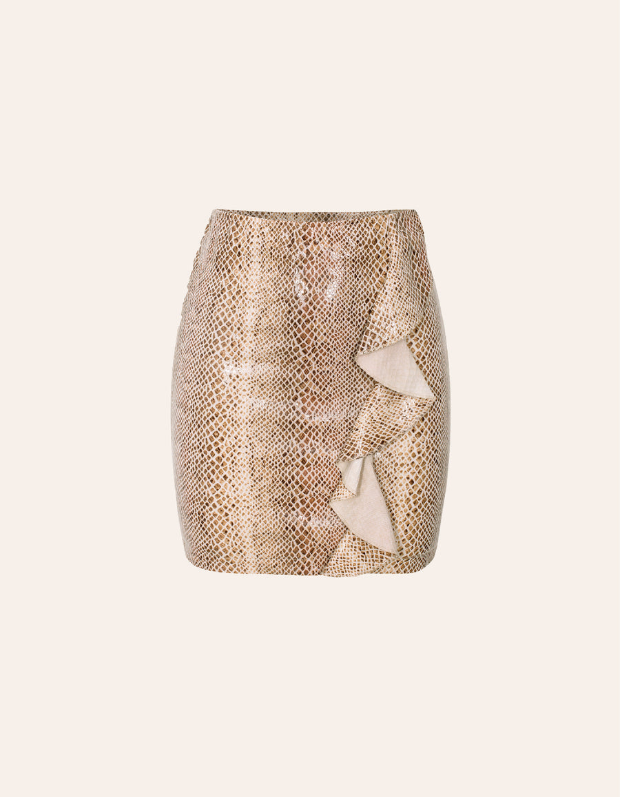 Cotton elastic skirt with snake print