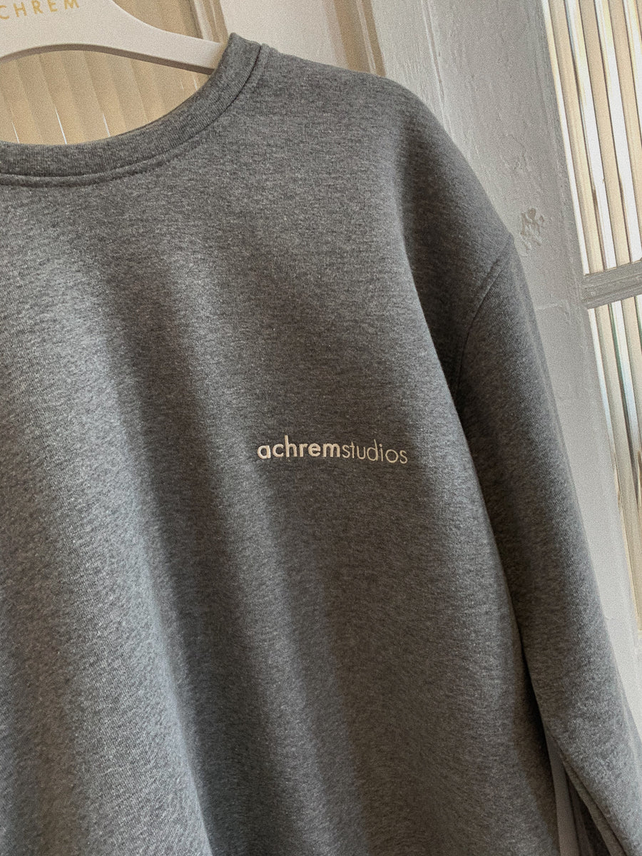 Crewneck cotton sweatshirt in grey melange