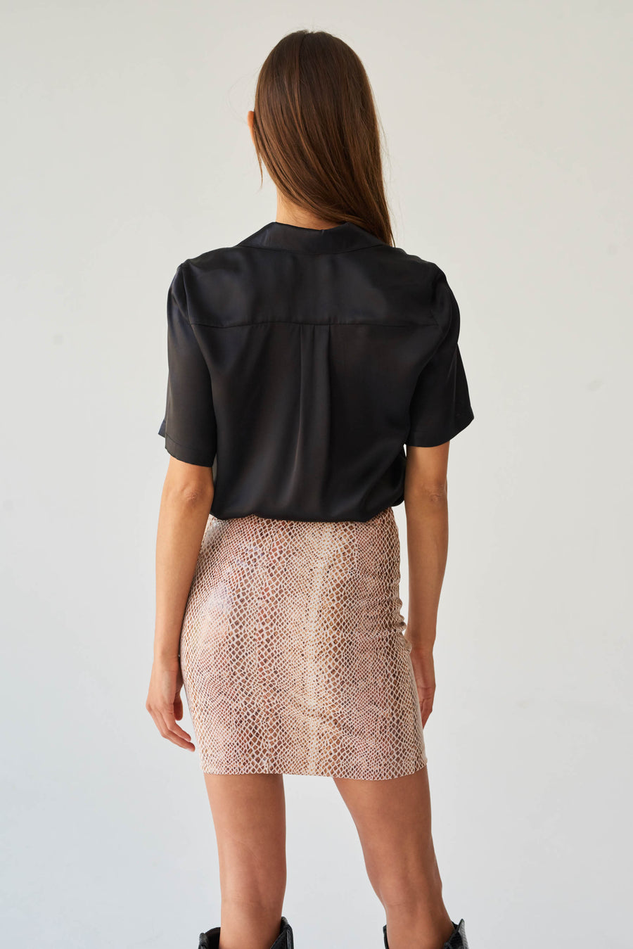 Cotton elastic skirt with snake print