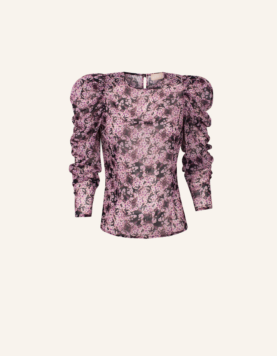 Blouse in pink floral print