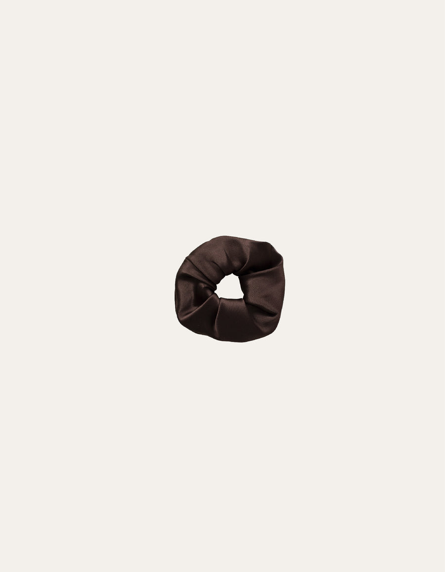 Silk scrunchie in chocolate brown