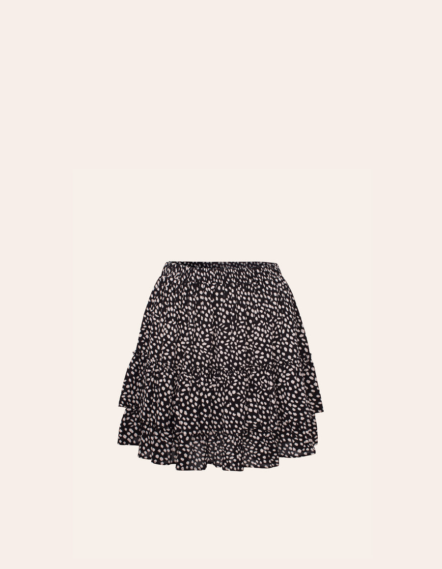 Tiered mini skirt in dot print